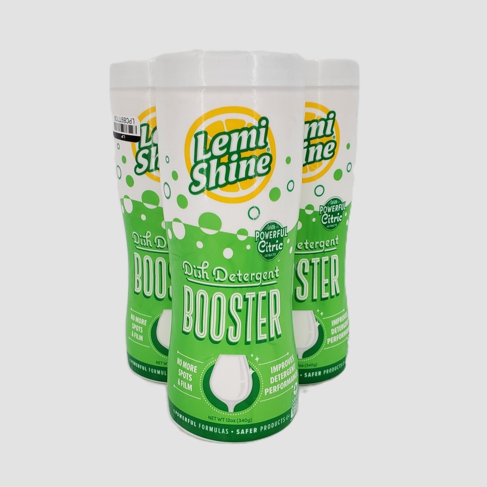Lemi Shine Dish‎ Detergent Booster 12oz Hard Water Spot Remover 3 Pk Citric Acid